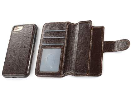 2-in-1 Synthetic Leather Wallet Case for iPhone 8/7 - Brown