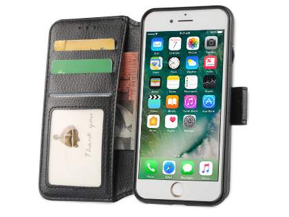 2-in-1 Synthetic Leather Wallet Case for iPhone 6s/6 - Black