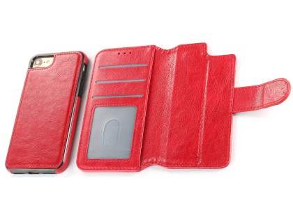 2-in-1 Synthetic Leather Wallet Case for iPhone 8/7 - Red