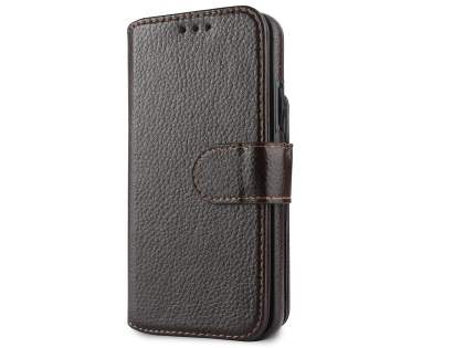 2-in-1 Synthetic Leather Wallet Case for iPhone Xs/X - Brown