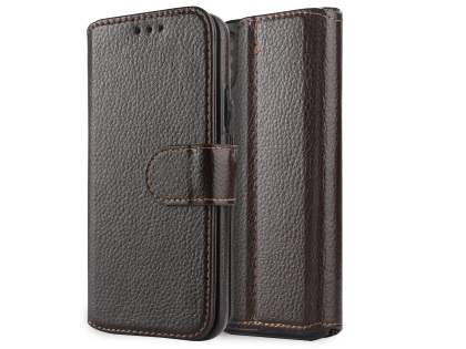 2-in-1 Synthetic Leather Wallet Case for iPhone Xs/X - Brown