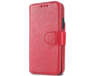 2-in-1 Synthetic Leather Wallet Case for iPhone Xs/X - Red
