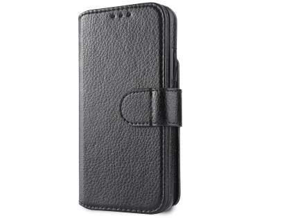 2-in-1 Synthetic Leather Wallet Case for iPhone Xs/X - Black