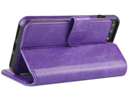 2-in-1 Synthetic Leather Wallet Case for iPhone 8 Plus/7 Plus - Purple