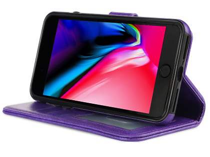 2-in-1 Synthetic Leather Wallet Case for iPhone 8 Plus/7 Plus - Purple