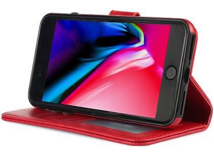 2-in-1 Synthetic Leather Wallet Case for iPhone 8 Plus/7 Plus - Red
