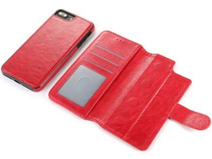 2-in-1 Synthetic Leather Wallet Case for iPhone 8 Plus/7 Plus - Red