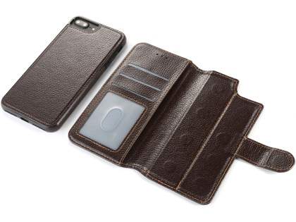 2-in-1 Synthetic Leather Wallet Case for iPhone 8 Plus/7 Plus - Brown