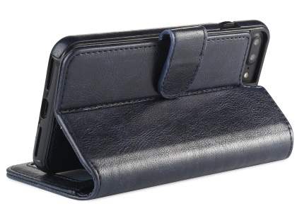 2-in-1 Synthetic Leather Wallet Case for iPhone 8 Plus/7 Plus - Midnight Blue