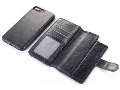 2-in-1 Synthetic Leather Wallet Case for iPhone 8 Plus/7 Plus - Midnight Blue