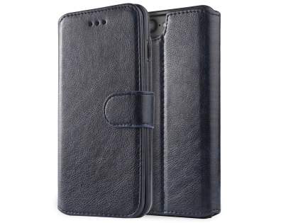 2-in-1 Synthetic Leather Wallet Case for iPhone 8 Plus/7 Plus - Midnight Blue