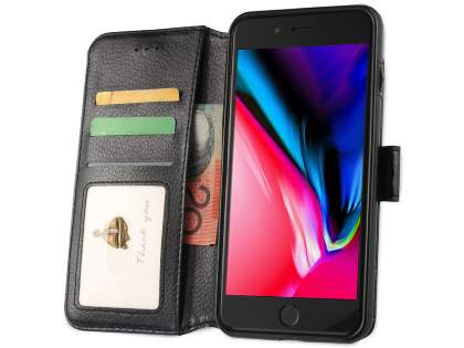 2-in-1 Synthetic Leather Wallet Case for iPhone 6s Plus/6 Plus - Black