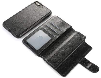 2-in-1 Synthetic Leather Wallet Case for iPhone 6s Plus/6 Plus - Black