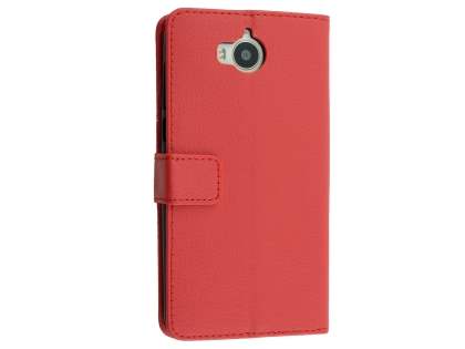 Synthetic Leather Wallet Case with Stand for Huawei Y5 (2017) - Red Leather Wallet Case