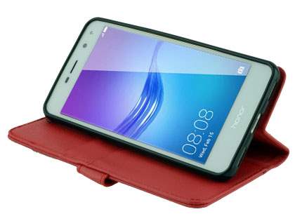 Synthetic Leather Wallet Case with Stand for Huawei Y5 (2017) - Red