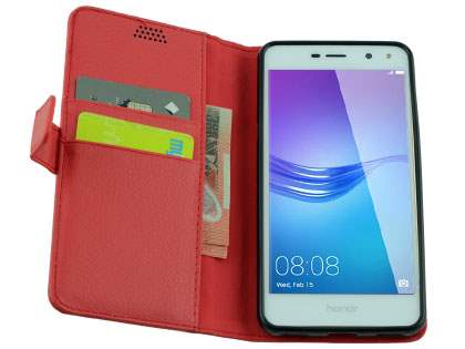 Synthetic Leather Wallet Case with Stand for Huawei Y5 (2017) - Red