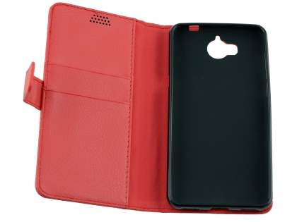 Synthetic Leather Wallet Case with Stand for Huawei Y5 (2017) - Red