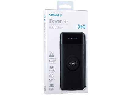 10000mAh (37W) MOMAX iPower Air Wireless Charging Pad and Power Bank - Black