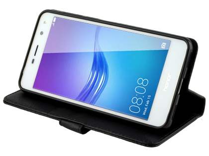 Synthetic Leather Wallet Case with Stand for Huawei Y5 (2017) - Black