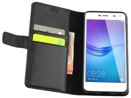 Synthetic Leather Wallet Case with Stand for Huawei Y5 (2017) - Black