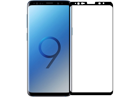 Curved Glass Screen Protector with Full Adhesive for S9 - Black/Clear Screen Protector