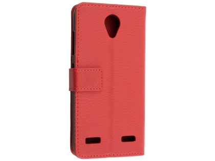Synthetic Leather Wallet Case with Stand for Telstra 4GX Enhanced - Red Leather Wallet Case