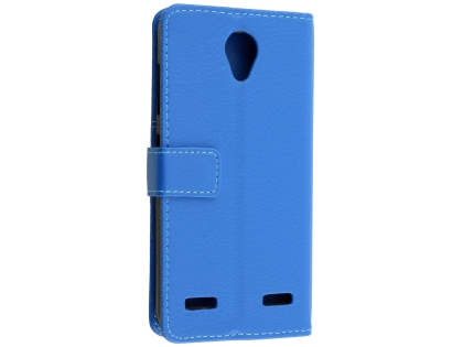 Synthetic Leather Wallet Case with Stand for Telstra 4GX Enhanced - Blue Leather Wallet Case