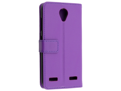 Synthetic Leather Wallet Case with Stand for Telstra 4GX Enhanced - Purple Leather Wallet Case