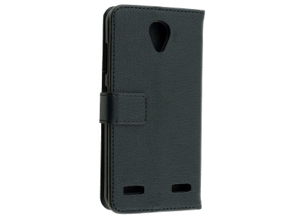 Synthetic Leather Wallet Case with Stand for Telstra 4GX Enhanced - Black Leather Wallet Case