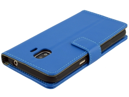Synthetic Leather Wallet Case with Stand for Samsung Galaxy J2 Pro (2018) - Blue