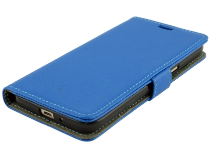 Synthetic Leather Wallet Case with Stand for Samsung Galaxy J2 Pro (2018) - Blue