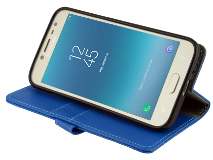 Synthetic Leather Wallet Case with Stand for Samsung Galaxy J2 Pro (2018) - Blue