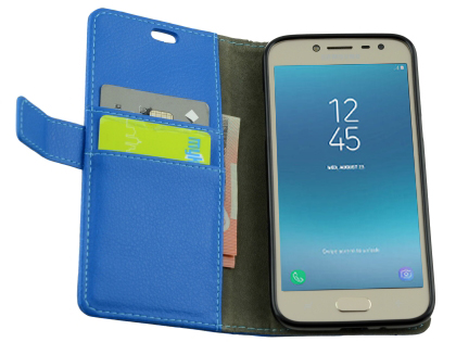 Synthetic Leather Wallet Case with Stand for Samsung Galaxy J2 Pro (2018) - Blue
