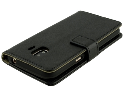 Synthetic Leather Wallet Case with Stand for Samsung Galaxy J2 Pro (2018) - Black