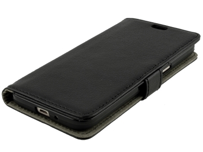 Synthetic Leather Wallet Case with Stand for Samsung Galaxy J2 Pro (2018) - Black