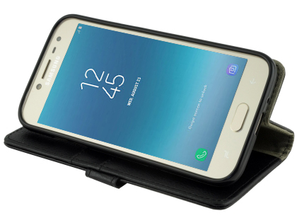 Synthetic Leather Wallet Case with Stand for Samsung Galaxy J2 Pro (2018) - Black