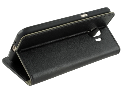 Synthetic Leather Wallet Case with Stand for Samsung Galaxy J2 Pro (2018) - Black