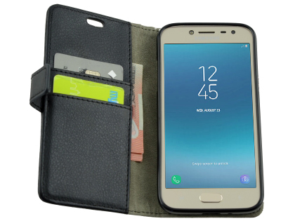 Synthetic Leather Wallet Case with Stand for Samsung Galaxy J2 Pro (2018) - Black