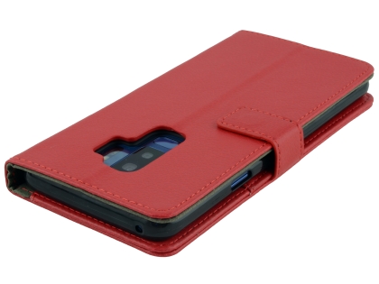 Synthetic Leather Wallet Case with Stand for Samsung Galaxy S9+ - Red