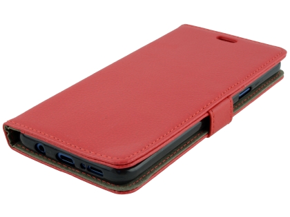 Synthetic Leather Wallet Case with Stand for Samsung Galaxy S9+ - Red