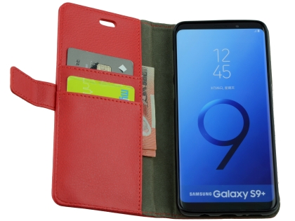 Synthetic Leather Wallet Case with Stand for Samsung Galaxy S9+ - Red