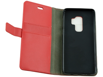 Synthetic Leather Wallet Case with Stand for Samsung Galaxy S9+ - Red