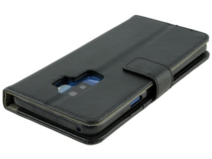 Synthetic Leather Wallet Case with Stand for Samsung Galaxy S9+ - Black