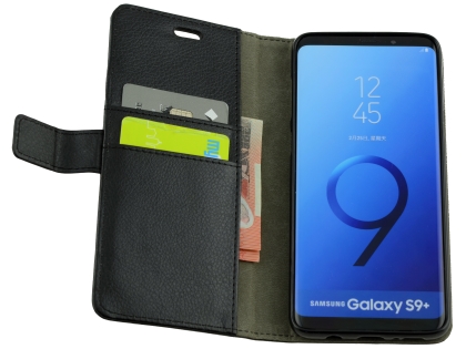 Synthetic Leather Wallet Case with Stand for Samsung Galaxy S9+ - Black