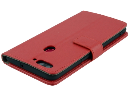 Synthetic Leather Wallet Case with Stand for Oppo R11s - Red