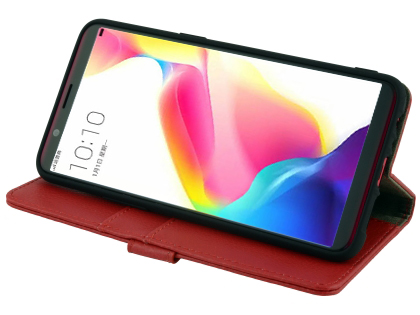 Synthetic Leather Wallet Case with Stand for Oppo R11s - Red