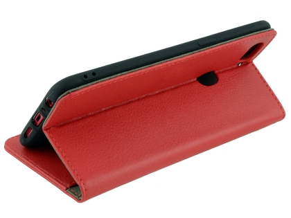 Synthetic Leather Wallet Case with Stand for Oppo R11s - Red