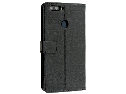 Synthetic Leather Wallet Case with Stand for Oppo R11s Plus - Black Leather Wallet Case