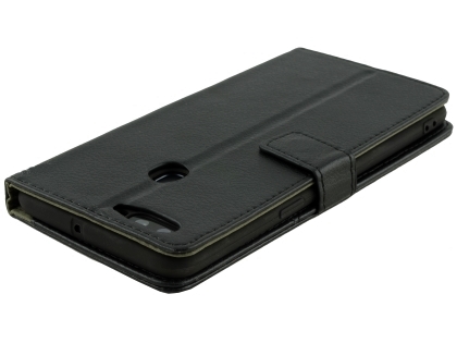 Synthetic Leather Wallet Case with Stand for Oppo R11s Plus - Black