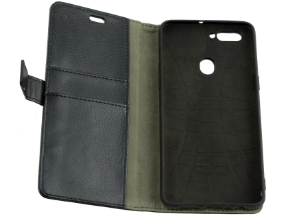 Synthetic Leather Wallet Case with Stand for Oppo R11s Plus - Black